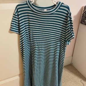 Love, fire girls blue stripe dress shirt Large